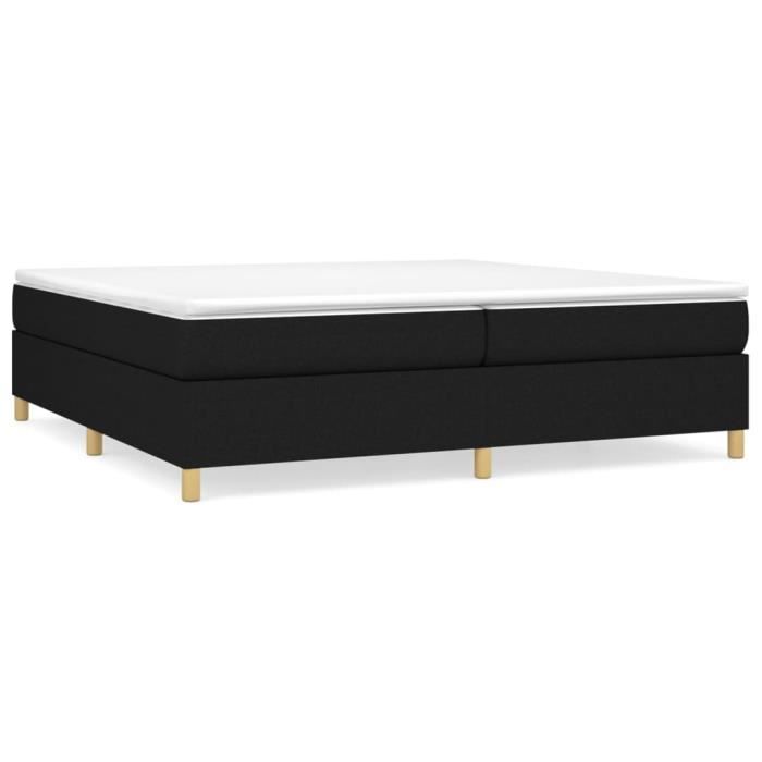 3144548 vidaXL Lit à sommier tapissier avec matelas Noir 200x200 cm Tissu