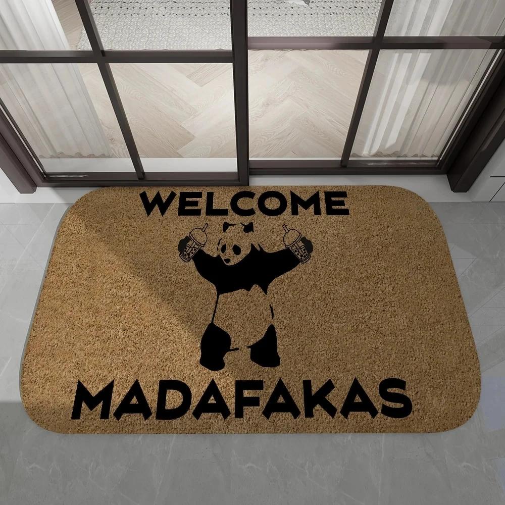  Disney Dark Cat Welcome Madafakas Floor Mat Entrance Door Mat Rectangle Home Soft Badmat Front Door Indoor Outdoor Mat
