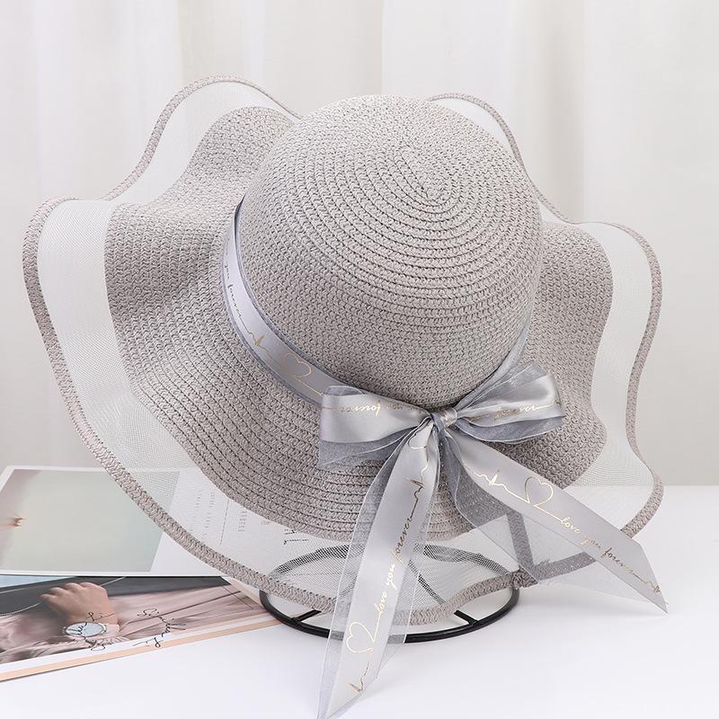Summer French Big Brim Sun Hat Women's Fashion Ins Seaside Sun Protection Straw Hat Pastoral Pearl Face Small Sun Hat