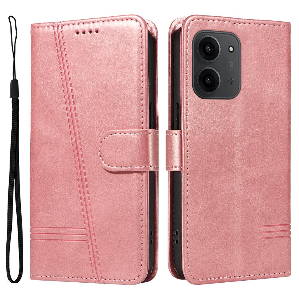 For Xiaomi Redmi 15C 4G (173mm) Wallet Case T-Shape Lines Leather Phone Cover Stand