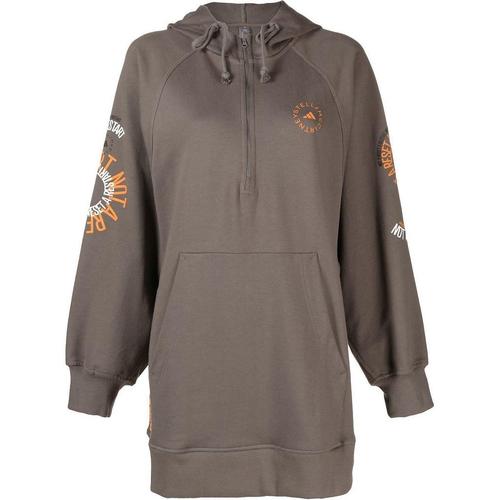 Adidas Slogan-print Zip-up Hoodie IB5901 XS серый/коричневый