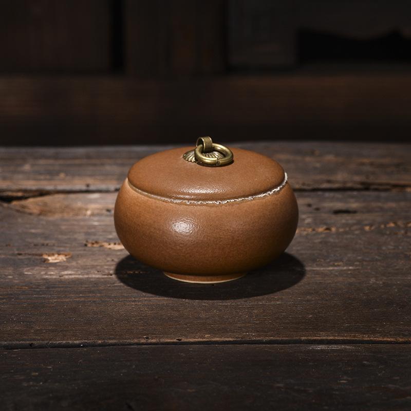 Creative Tea Jar Ceramic Coffee Food Sealed Jar Household Moisture-proof Storage Box Portable Travel Box Storage Container Home
