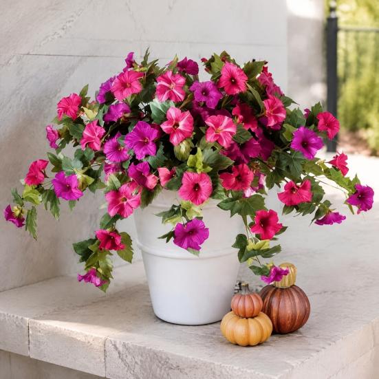 Fake Flowers for Outdoors Artificial Petunia Outdoors, Outdoor Planters, UV Resistant Petunias, Weatherproof Flower Bouquets Realistic Morning