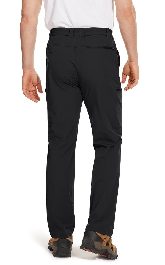 TACVASEN Men's Water-Repellent Hiking Pants, Workwear, Trekking, Climbing, Golf, Nylon, Naturehike Stretch Pants, Spring/Summer, Black, Size XL