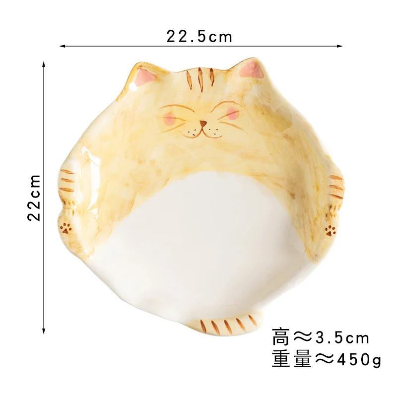 Cartoon Cat Ceramic Plate Cute Cat Shaped Dining Plate Irregular Salad Bowl Japanese Tableware Main Course Decoration Plate