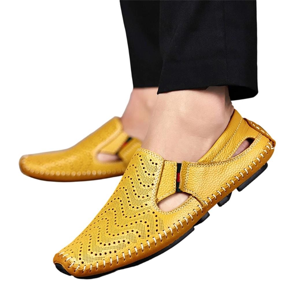 Men's Large Size Breathable Hollow Out Casual Slip On Shoes Lightweight Soft Sole Summer Footwear for Outdoor and Indoor Use