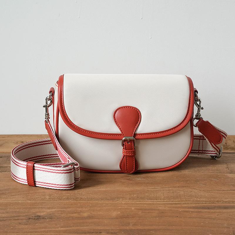 Простая модная и универсальная женская сумка через плечо женская нейлоновая тканевая сумка-седло сумка на плечо дизайн роскошный минималистский белый