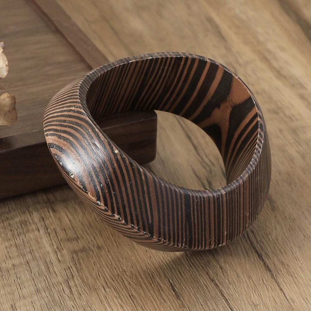 Square Wood Grain Bangle Geometric Burlywood Hand Ring Simple Wooden Bracelet  Daily