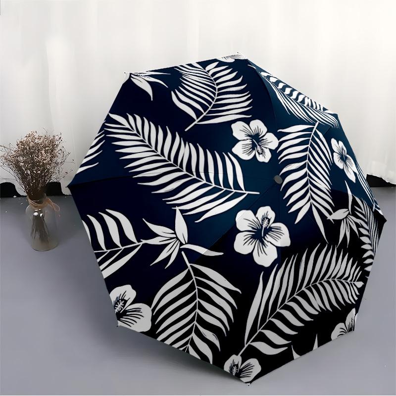 1pc Tropical Leaves Pattern Automatic Open/Close Umbrella - Compact Travel Umbrella, Gift for Birthday, yy251208103