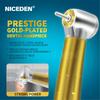 Dental High Speed Handpiece Dental Turbine 2/4 Hole Dental Handpiece with Push Button Spray Gold Color Titanium Alloy