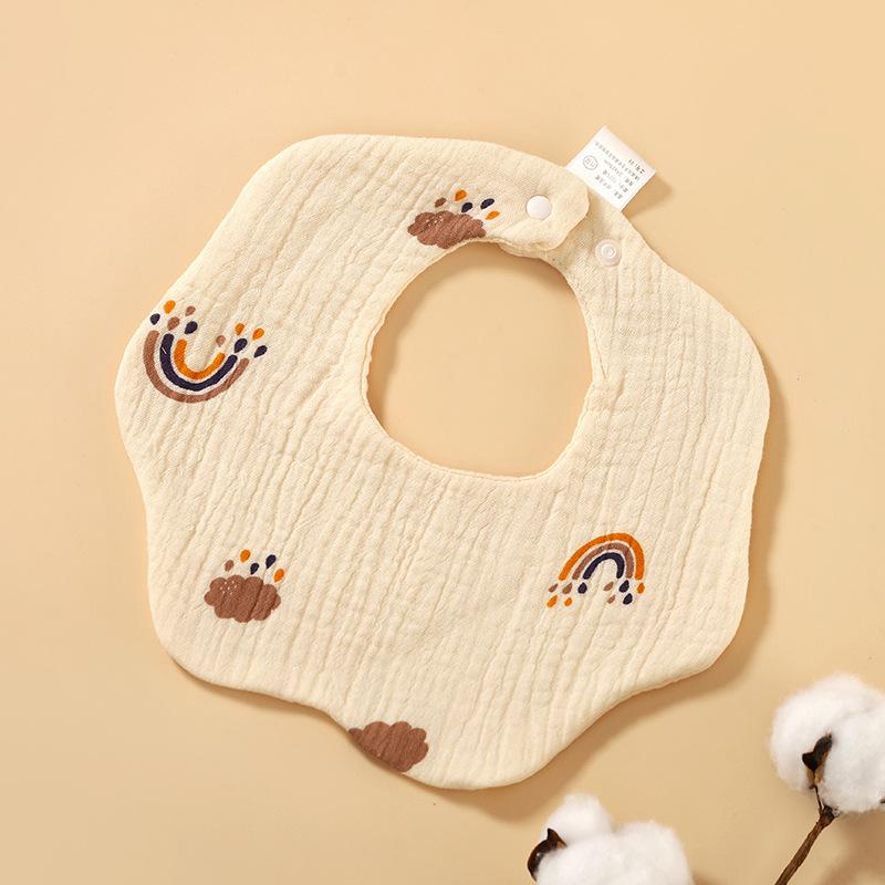 6-Layer Cotton Gauze Petal Baby Bib - 360° Newborn Anti-Spit-Up Towel for Summer