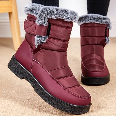 Bottes d'hiver à talons bas pour femmes, chaussures d'hiver pour femmes, bottes de neige à la cheville, chaudes, à plateforme en fourrure, chaussures d'hiver