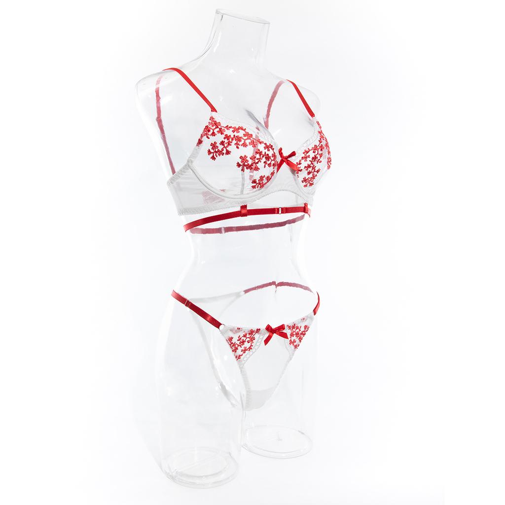 Conjunto de ropa interior sexy para mujer europea y americana, conjunto de sujetador y bragas cómodos, conjunto de lencería moldeadora bordada con huecos