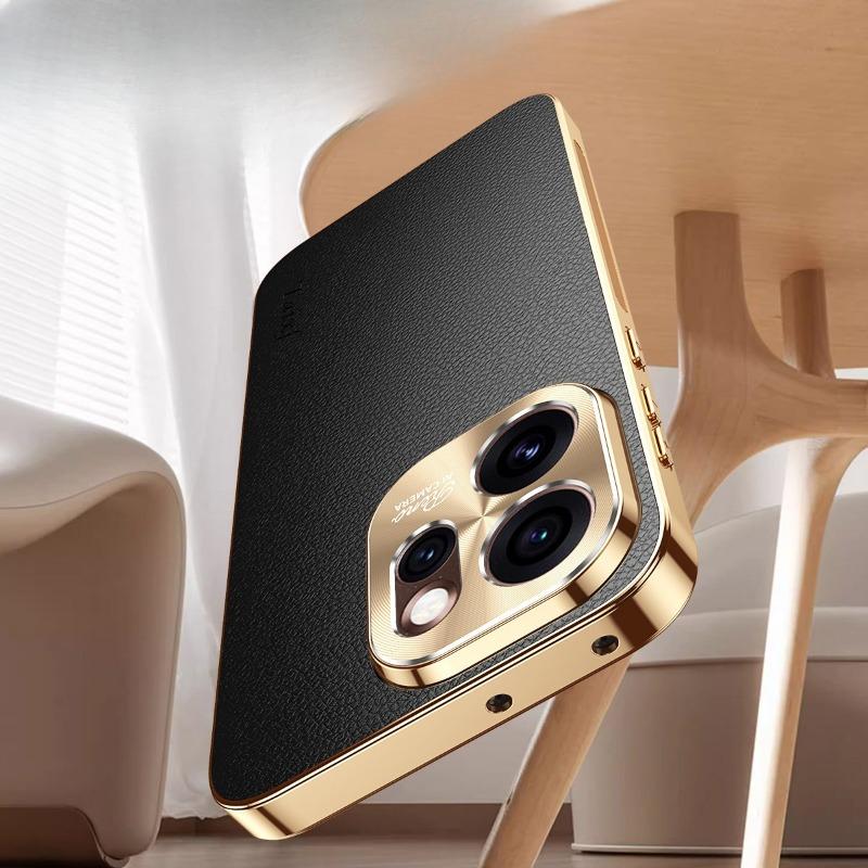 Plating Texture Lichee Pattern Leather Cover For Oppo Reno 15 15Pro Shockproof Lens Protection Case For Oppo Reno 15 Pro Bumper