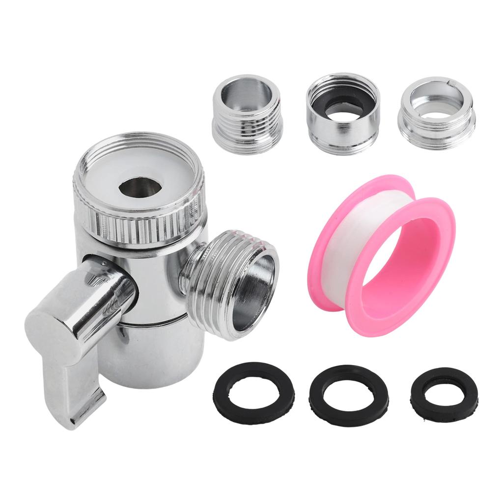 Brass 3-Way Diverter Valve for Sink Faucet Splitter Bathroom Kitchen Dual Outlet Easy Install Compatible with Hoses Fittings