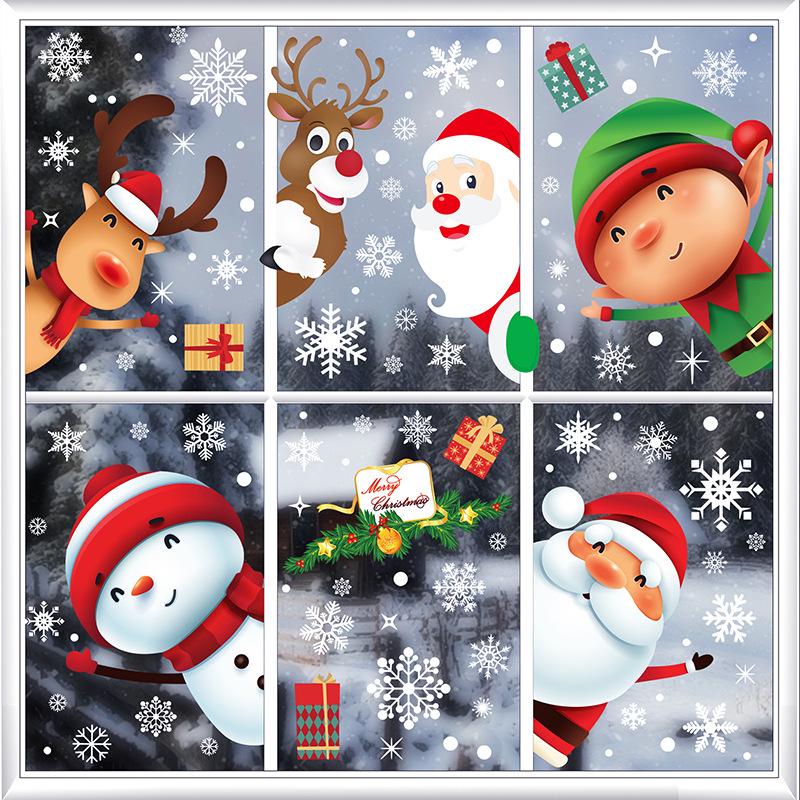 Christmas Reindeer and Snowflake Window Sticker - Traceless, Electrostatic Decor