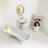 1:12 Scale Miniature Ceramic Bathroom Set - 4-Piece Dollhouse Fixtures