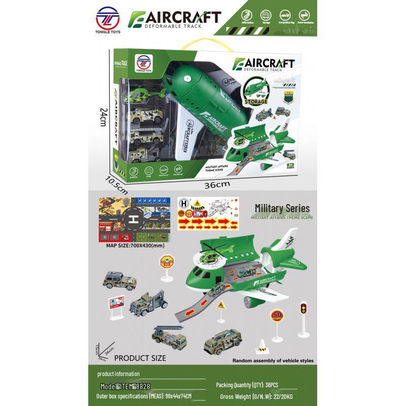 Multi-Functional Toy Airplane Set with Storage, Road Sign, and Track for Kids