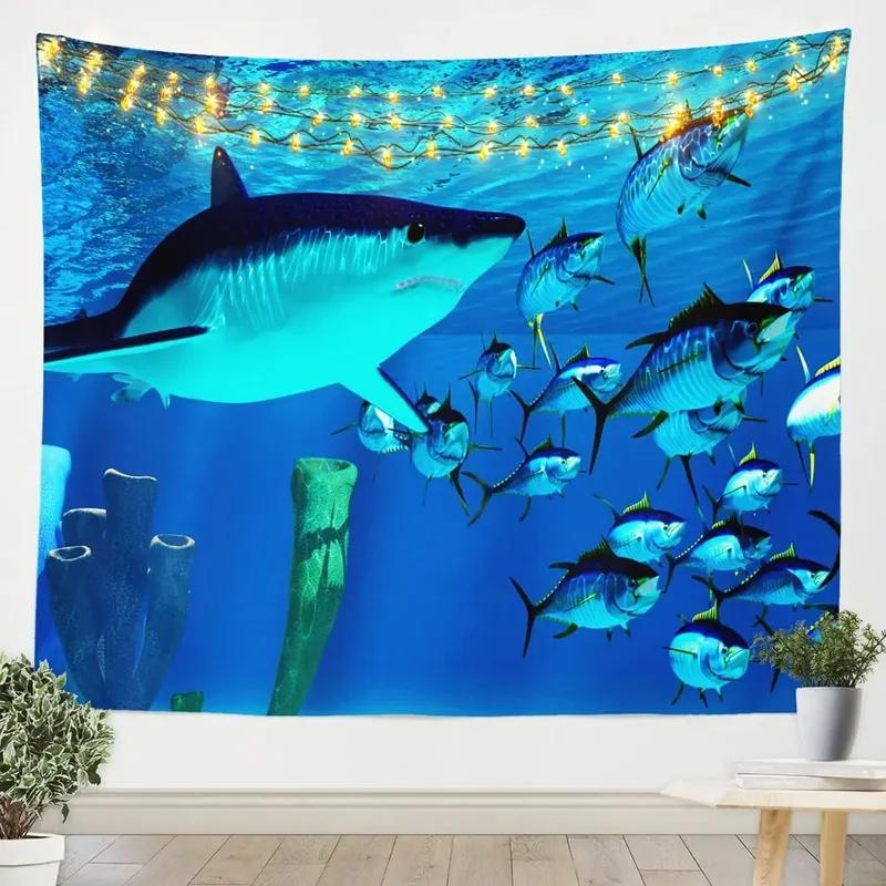 Tapestry ze wzorem rekina oceanicznego Tapestry do biura i salonu Tapestry do dekoracji ścian domu