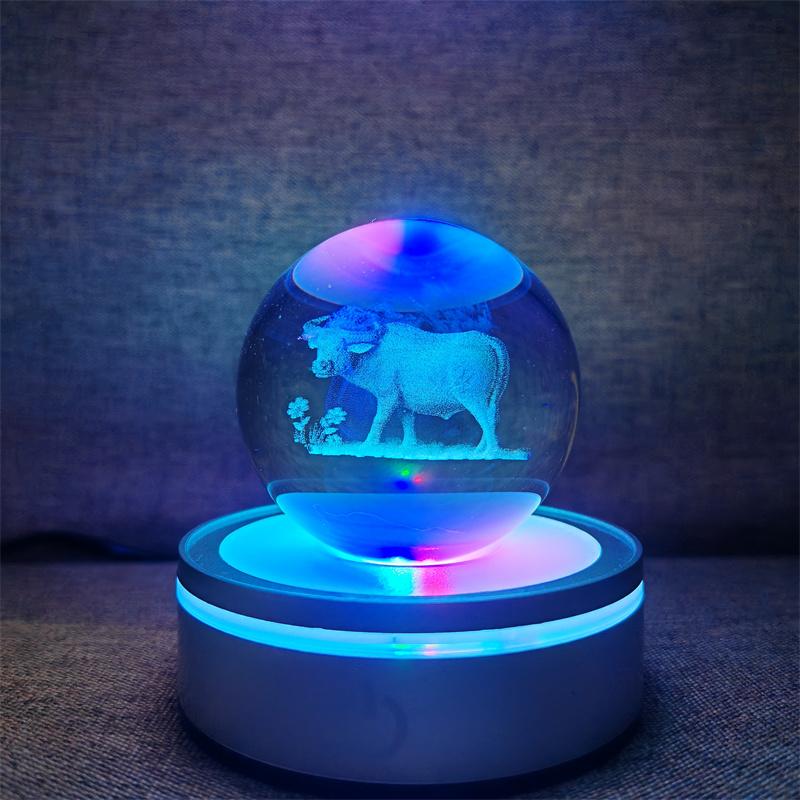 Veilleuse boule de cristal lumineuse planète galaxie astronaute 3D RVB lune lampe de table lampe d'ambiance décorations de table cadeaux pour enfants