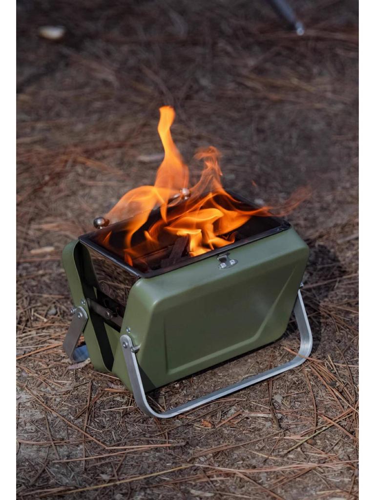 Kompakter tragbarer Holzkohlegrill für Camping und Picknicks im Freien - Faltbarer Handgrill-Grillständer für Zuhause und Reisen