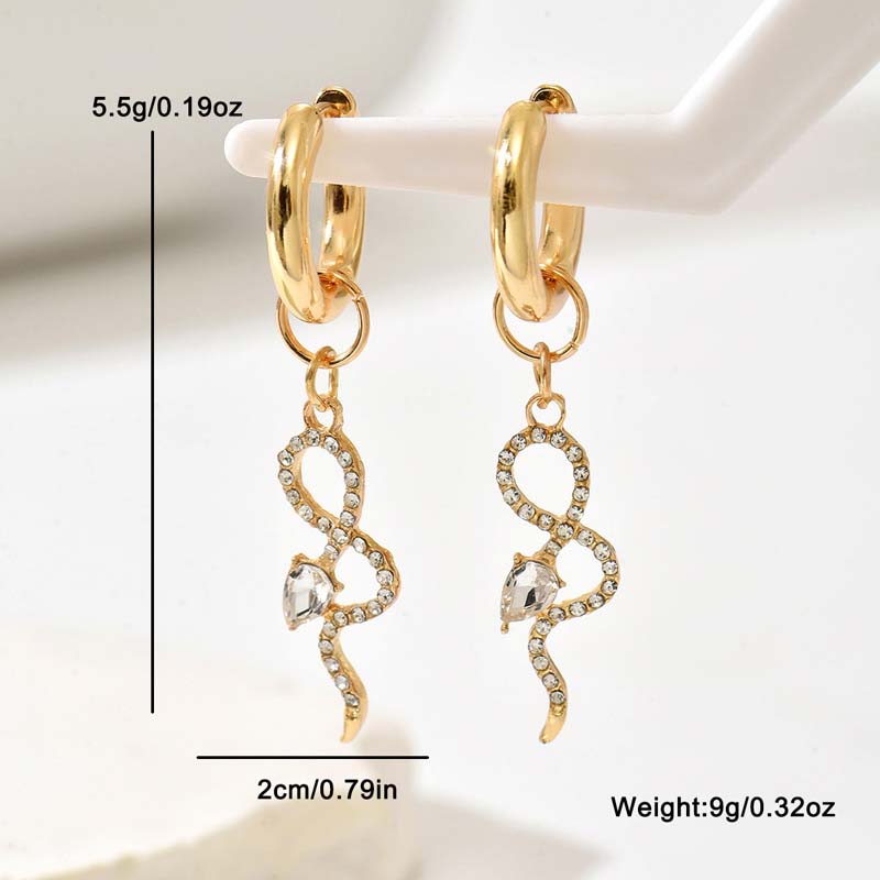 Fashion Gold Color Snake Shape Pendant Earrings For Women Exquisite Crystal Long Twisted Dangle Earrings Jewelry Gift