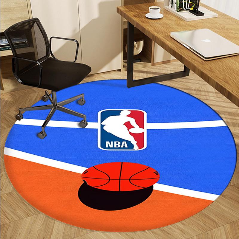 NBA Basketball Pattern Round Rug, Indoor/Outdoor Mat, for Picnic, Gameroom, Bedroom, Office, Living Room, Home Decor Carpet, Birthday Gift