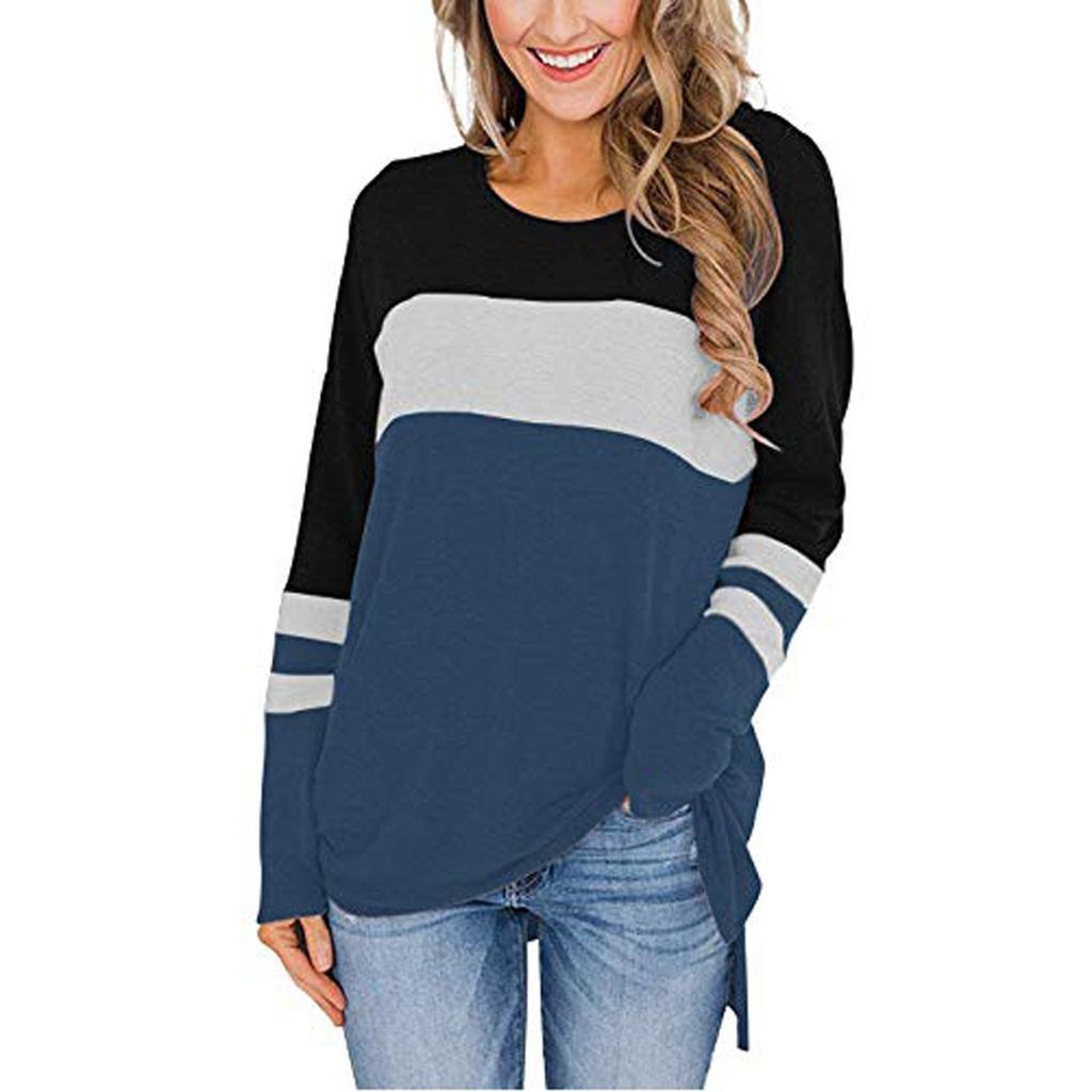 Fashion Women's Patchwork Round Neck Long Sleeve Loose And Comfortable Top