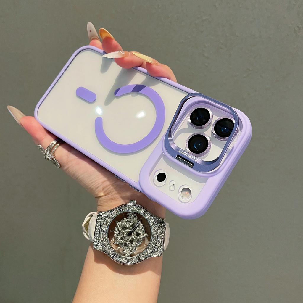 Transparent Case For iPhone 17 Air 16 15 14 Plus 13 12 11 Pro Max For Magsafe Wireless Charge Camera Stand Holder Lens Cover