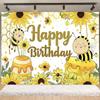 Cartoon Little Bee Theme Background Kids Birthday Party Decoration Honey Sunflowers Daisy Backdrop Newborn Baby Shower Supplies