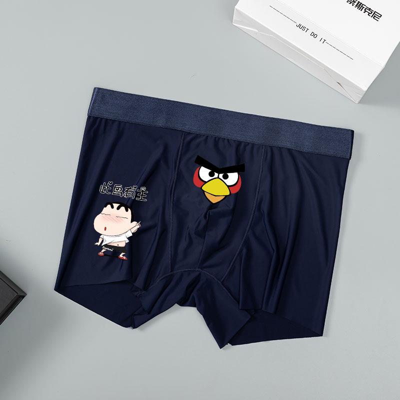 

Мужские летние боксеры из ледяного шелка с мультяшным принтом – необычный и милый дизайн XL темно-синий