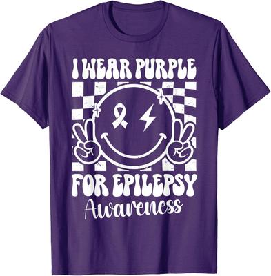 I Wear Purple For Epilepsy Awareness Smile Face Unisex T-Shirt