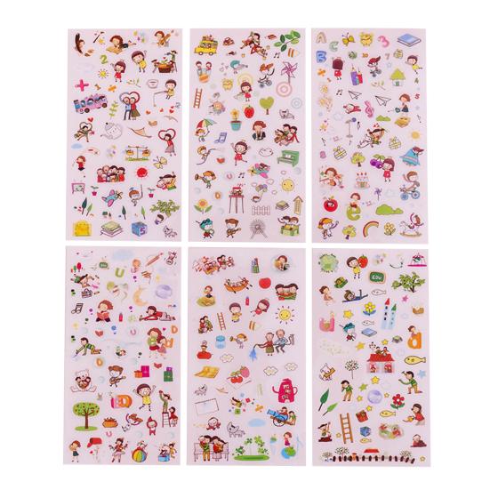 6Pcs Decals Adorable Self-adhesive Eco-friendly Kids Cartoon Stickers for Boys