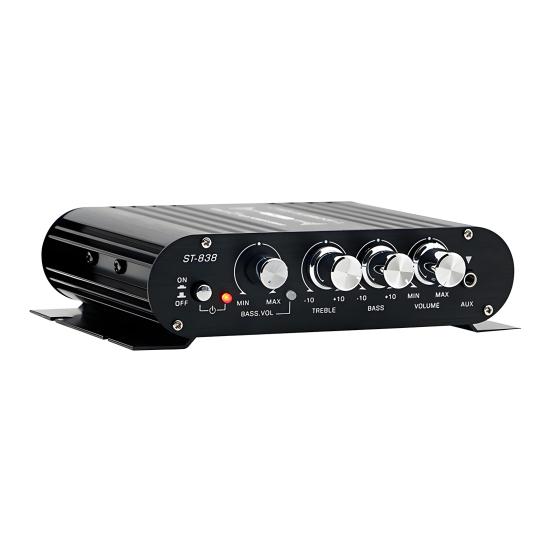 ST-838 2.1 Channel Amplifier Aluminum Alloy HiFi Power Amplifier Bass And Treble Adjustment Stereo Audio Amplifier for Car Home Use