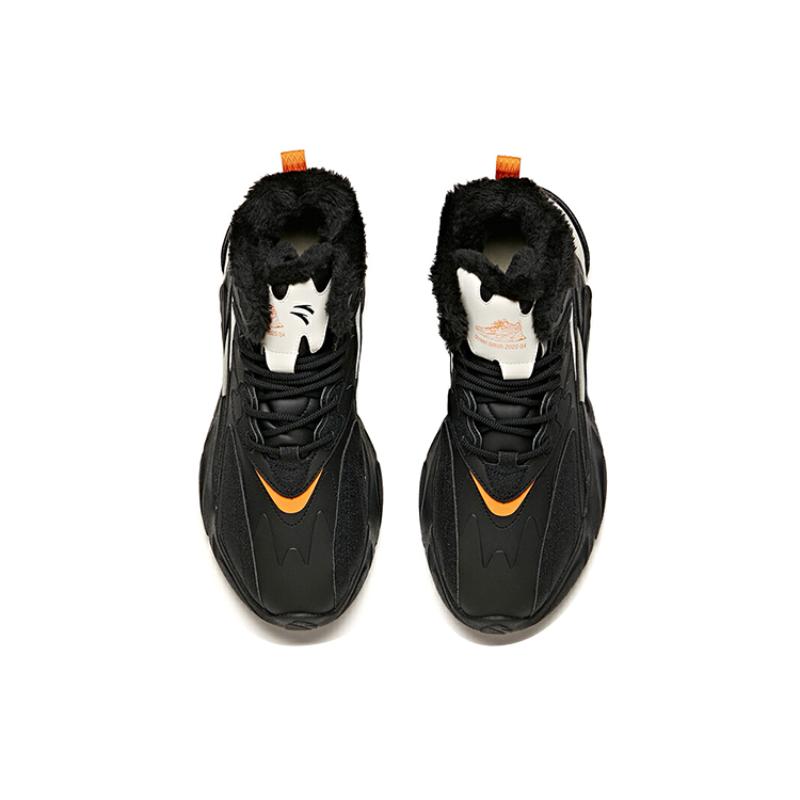 Anta Pulse Cushioned Anti-Slip And Wear-Resistant Warm High-Top Casual Shoes Men's Black White Sneakers 912048910-3