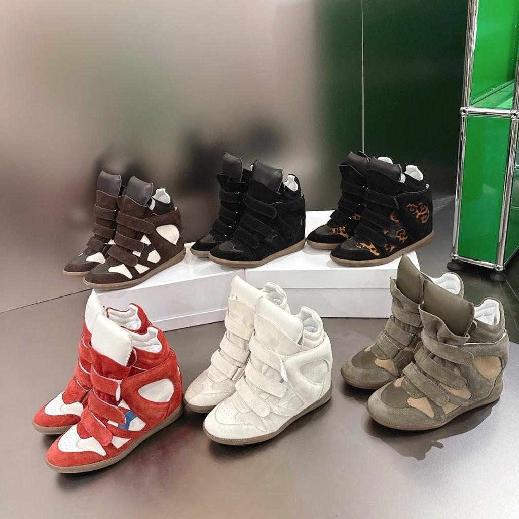 Retro Stiefeletten für Damen mit Klettverschluss, unsichtbarer Innensohle zur Höhenerhöhung, Freizeitschuhe mit Farbblockdesign, High-Top-Schuhe