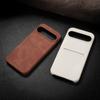 Solid Color Matte Leather Slim Phone Cover For Google Pixel 9 Pro XL Pixel 8A Luxury Card Slot Hard PC Shockproof Lens Protection Case