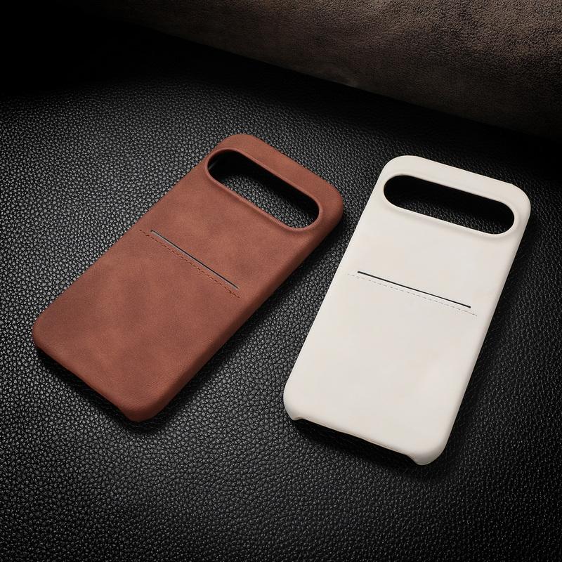 Solid Color Matte Leather Slim Phone Cover For Google Pixel 9 Pro XL Pixel 8A Luxury Card Slot Hard PC Shockproof Lens Protection Case