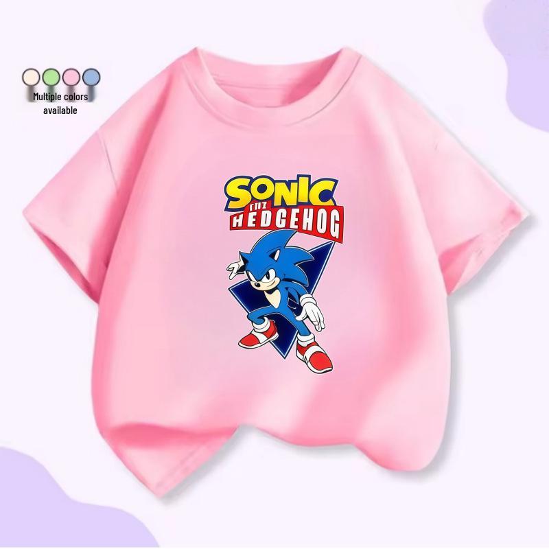 SONIC the Hedgehog Unisex Kids Cartoon Short Sleeve Round Neck T-shirt