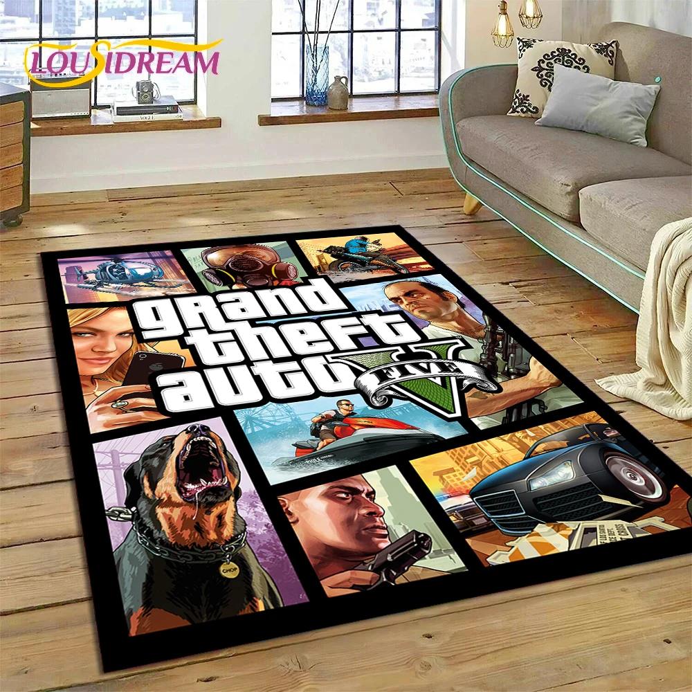 3D GTA Spiel Grand Theft Auto Gamer Teppich für Schlafzimmer Wohnzimmer Zuhause Sofa Dekoration, Kinder Spiel Große Dekor Bodenmatte