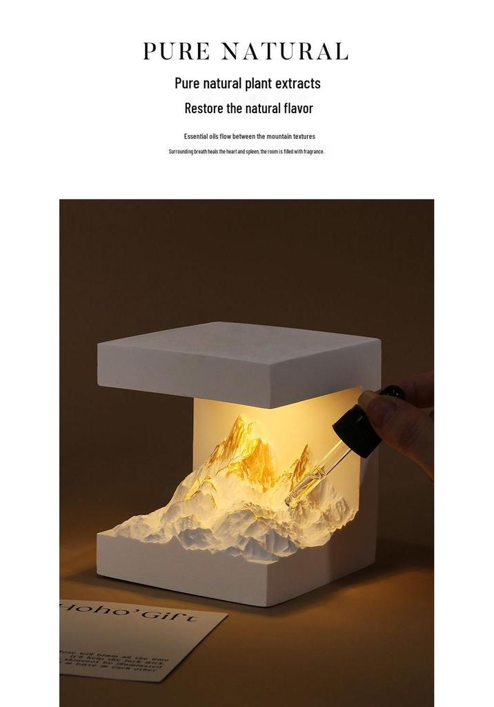 Golden Mountain Aroma Diffuser Stone Night Light – Perfect Gift for Girls or New Brides