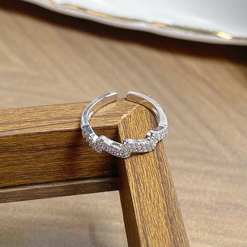 Day Cold Wind Zircon Light Luxury High Sense Open Ring Exquisite Geometric Personality Niche Ring Woman