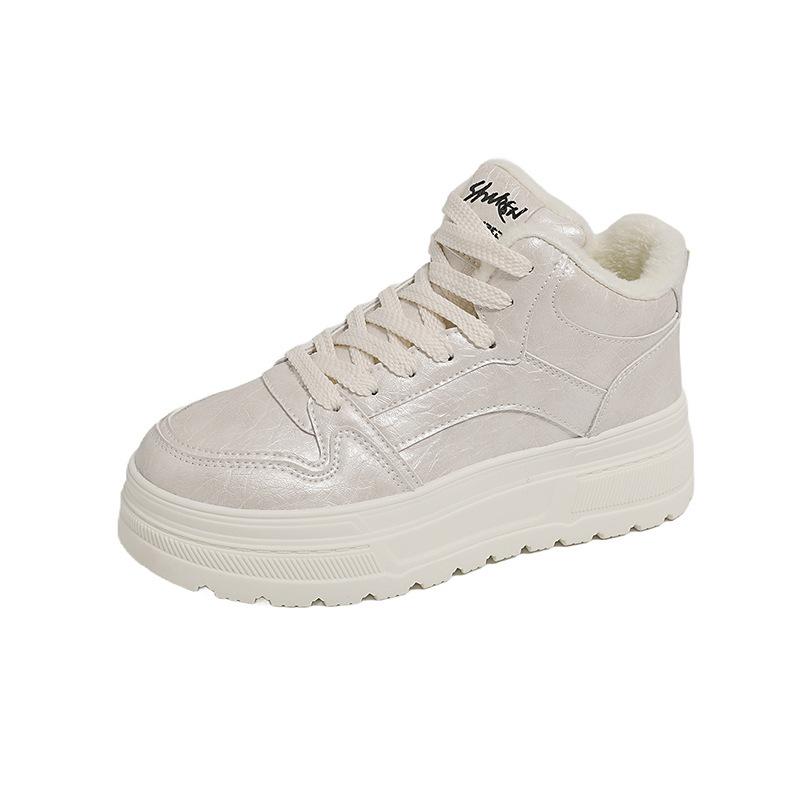 Winter Warm Snow Boots for Women Non-Slip Chunky Platform Sneakers With Faux Fur Lined Lace-Up Tennis Walking Shoes Women's Comfortable Short Booties