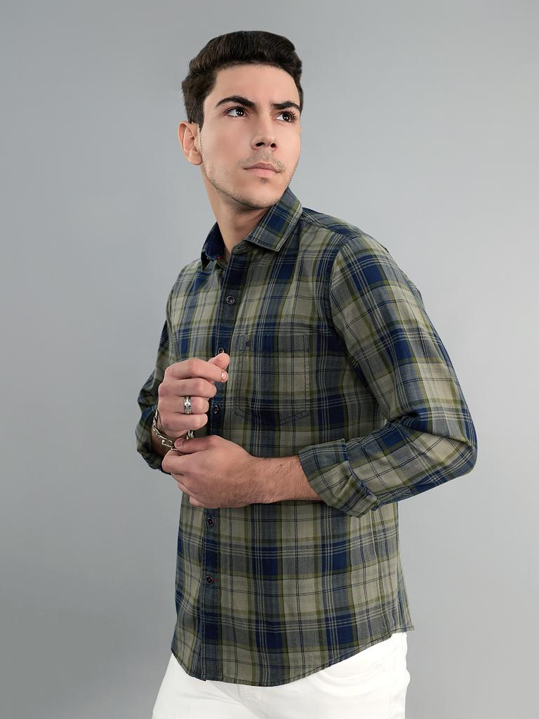 MONTE CARLO Mens Regular Fit Check Full Sleeve Shirt