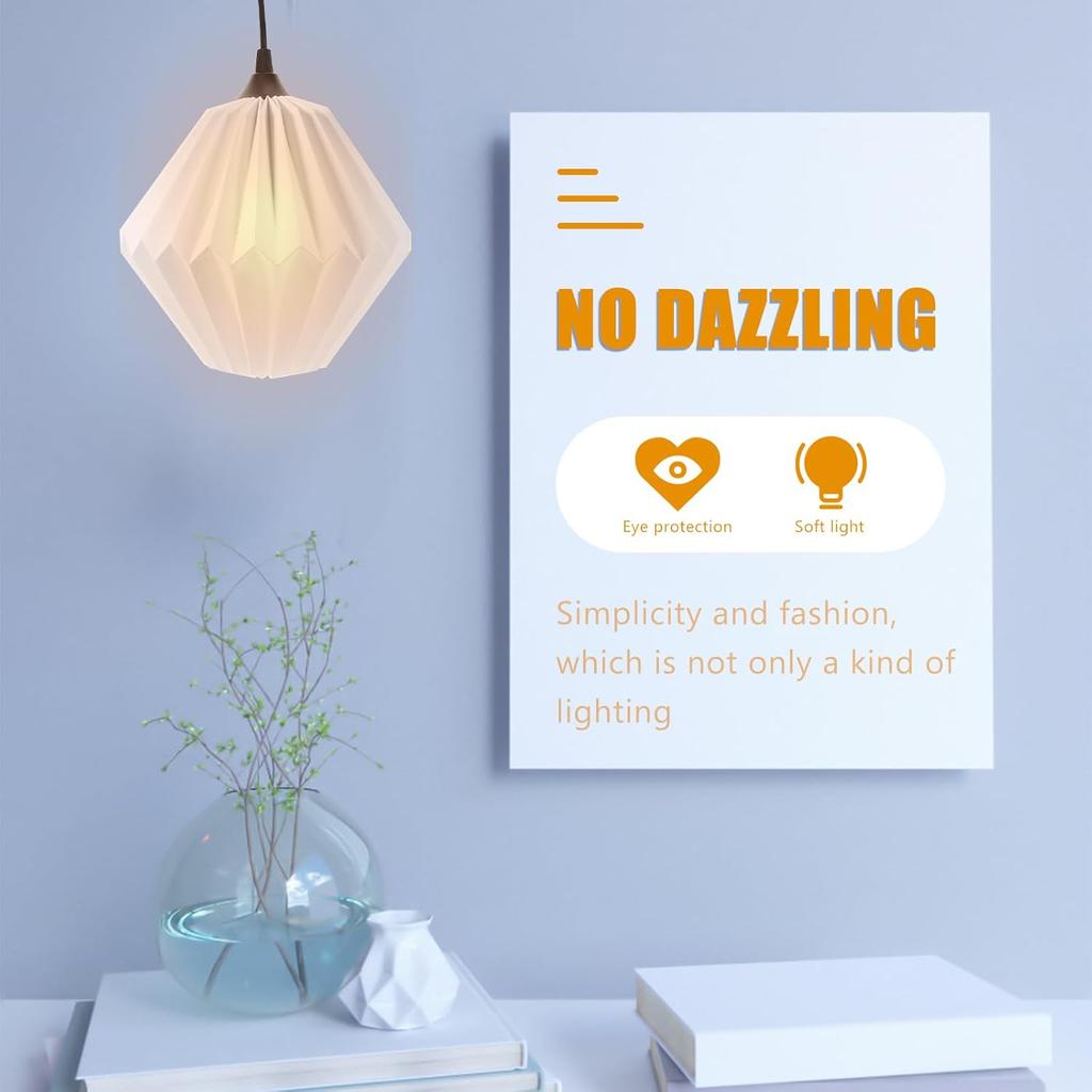 Angoily Nordic Style Origami Paper Hanging Lamp Shade, 12.59X12.59X11.02 Inch, White Foldable Ceiling Light Cover for Chandeliers, Table Lamps, Floor