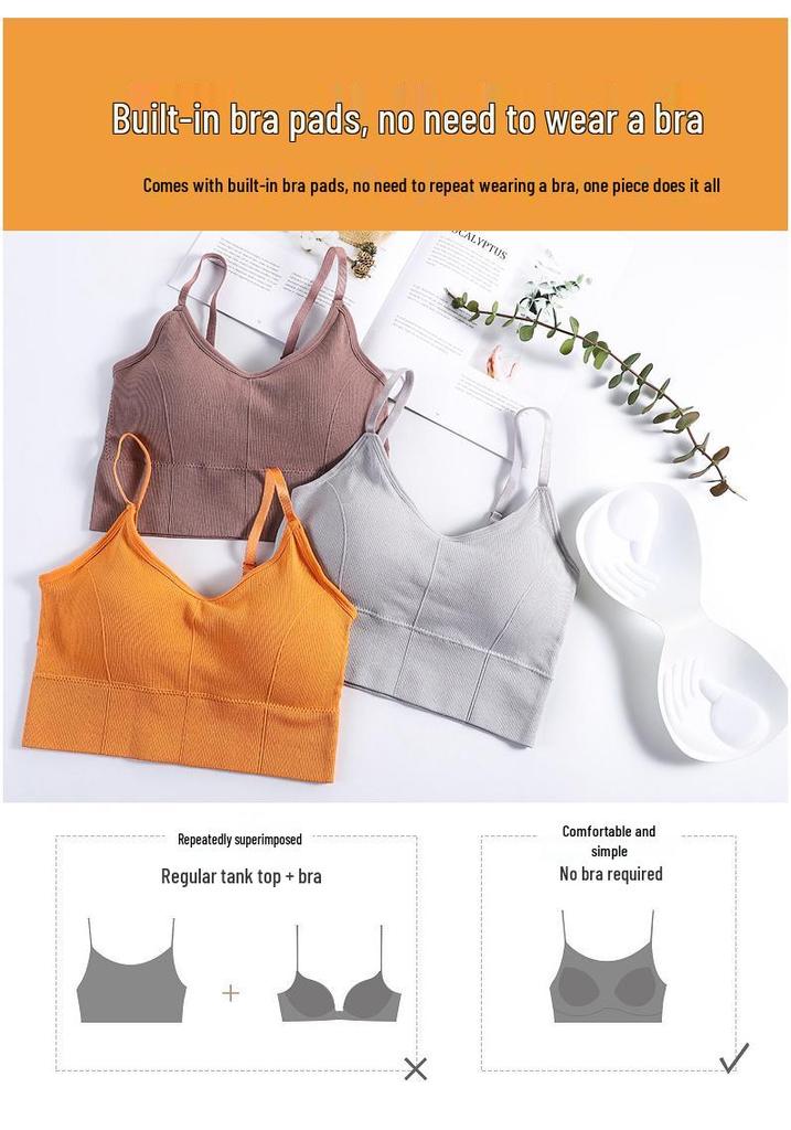 Seamless Ribbed Spaghetti Strap Bustier Vest for Women