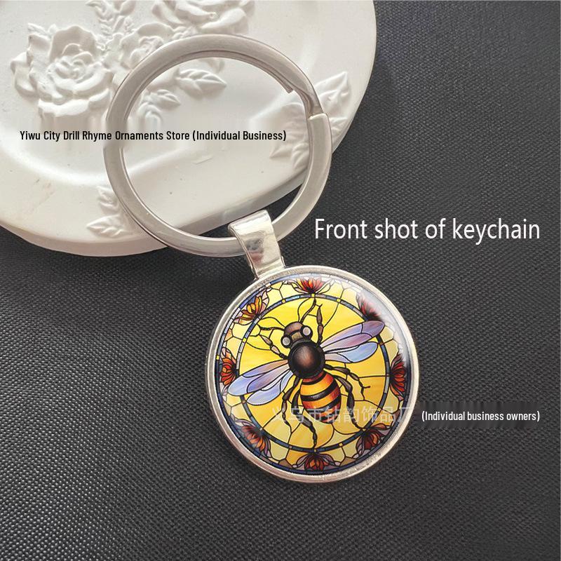 Creative Bee Honeycomb Glass Keychain & Bag Pendant