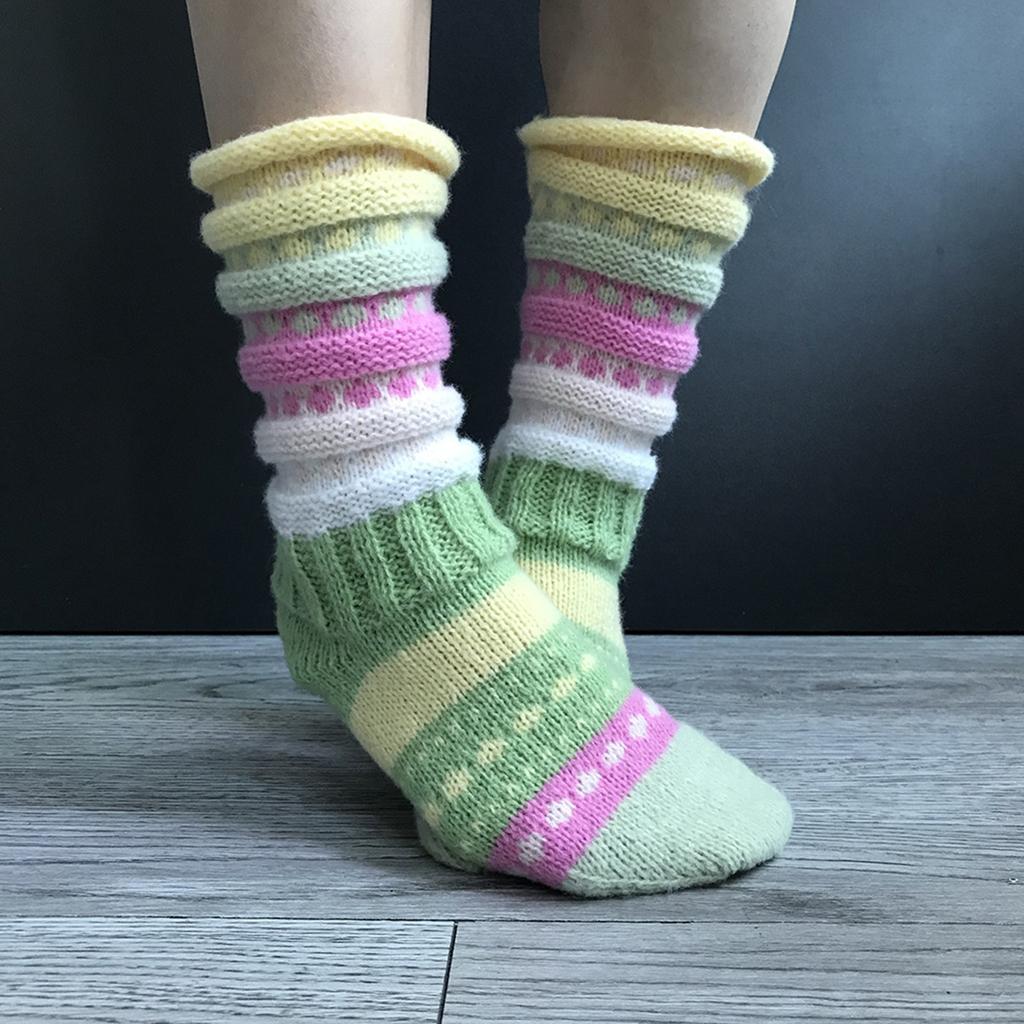 Útulné pletené ponožky ve vintage stylu Silné, teplé a měkké Na podzim Zima Dámské punčochy se středním rukávem Punčochové zboží pro běžné nošení na podlahu