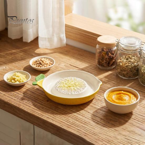 Ingwer Knoblauch Paste Maker Keramik Reibplatte, mit Blattgriff-Design, Manuelles Zermahler Werkzeug Einfache Reinigung Küchen Reibwerkzeug, für Und Zitrone