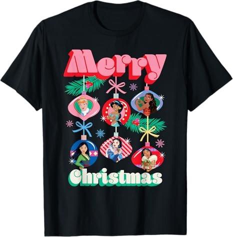 Princess Merry Christmas Winter Holiday Black TShirt S